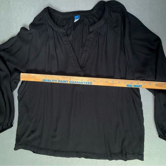 Old Navy Black Women's Flowy Peasant Blouse size large boho vibe coastal cowgirl - Picture 12 of 13